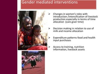 Key livelihood and gender issues in livestock