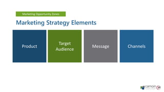 Marketing Strategy Elements
Product
Target
Audience
Message Channels
Marketing Opportunity Zones
 