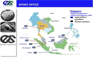 EPOINT OFFICE

                Singapore
                - Regional Headquarters
                - Software Development / R&D
                      Legal entities /
                      rep offices
                      Partner countries
 