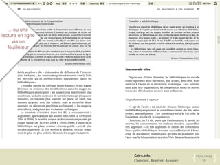 Cairn.info
Chercher, Repérer, Avancer
22/01/2013
12{ }
…ou une
lecture en ligne
via un
feuilleteur
 