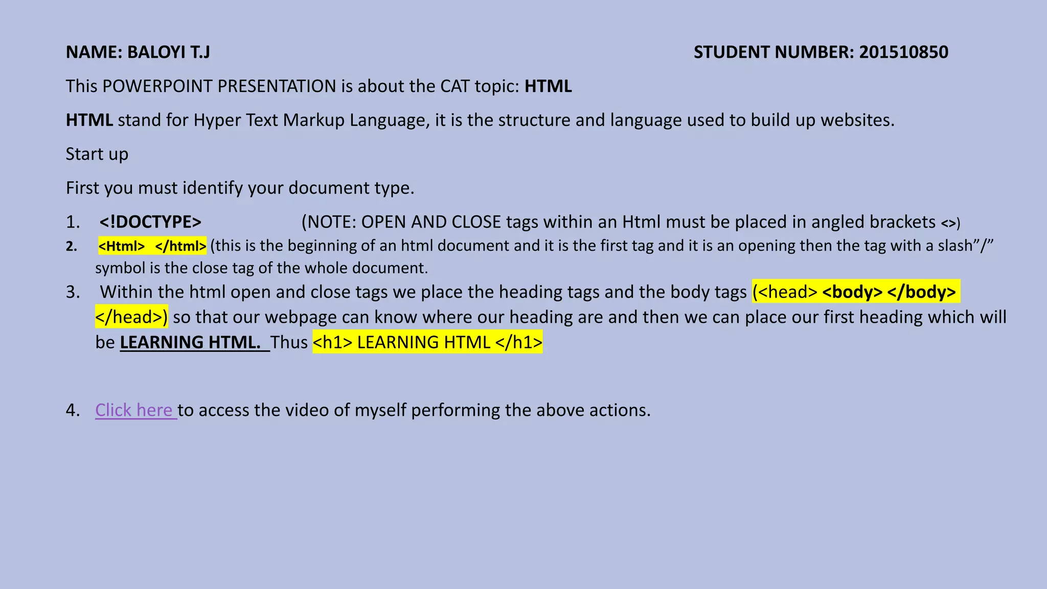 BASIC HTML PRESENTATION | PPT