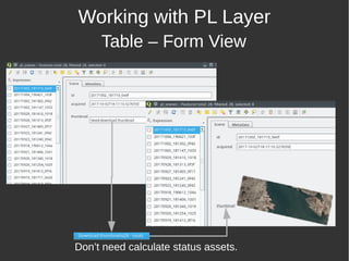 Working with PL Layer
Table – Form View
Don’t need calculate status assets.
 