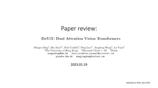 Paper review:
2023.01.19
Uploaded on ArXiv: April 2022
 