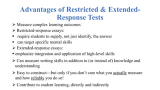 Restricted Response Essay Science Example Comparison Between Objective Type Tests and Subjective Type tests. | PPTX
