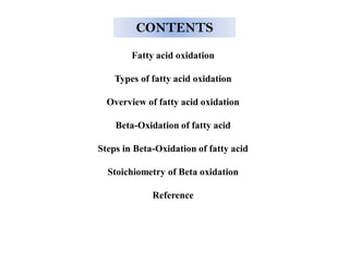 Beta oxidation of fatty acid | PDF