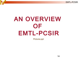 14
AN OVERVIEW
OF
EMTL-PCSIR
Pictures.ppt
EMTL-PCSIR
 