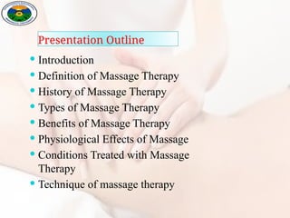 massage therapy for health by Tamene Deksisa | PPTX