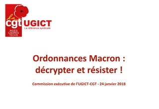 Ordonnances Macron :
décrypter et résister !
Commission exécutive de l’UGICT-CGT - 24 janvier 2018
 