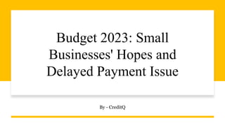 Budget 2023: Small
Businesses' Hopes and
Delayed Payment Issue
By - CreditQ
 