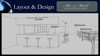 Layout & Design
       Counter

                           Washroom
                 Kitchen
                               Sitting Area
 