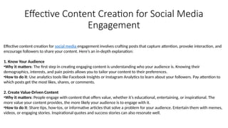 Effective Content Creation for Social Media Engagement | PPTX