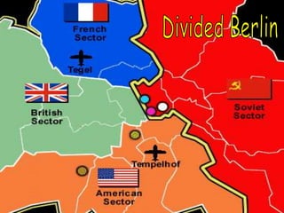 Improve your knowledge
• The Russians took very high casualties to
capture Berlin in May 1945. They spent the
early occupation trying to take over all
zones of the city but were stopped by
German democrats such as Willy Brandt
and Konrad Adenauer. Reluctantly the
Russians had to admit the Americans,
French and British to their respective
zones.
 