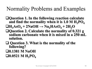Normality Examples Presentation 2 chemistry , volumetric analysis A to Z | PPTX