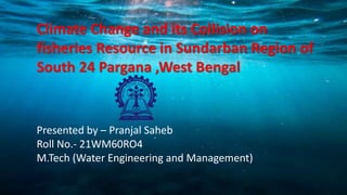 Climate Change and its Collision on
fisheries Resource in Sundarban Region of
South 24 Pargana ,West Bengal
Presented by – Pranjal Saheb
Roll No.- 21WM60RO4
M.Tech (Water Engineering and Management)
 
