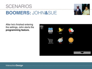 SCENARIOS
BOOMERS: JOHN&SUE

After he's finished entering
the settings, John starts the
programming feature.
 
