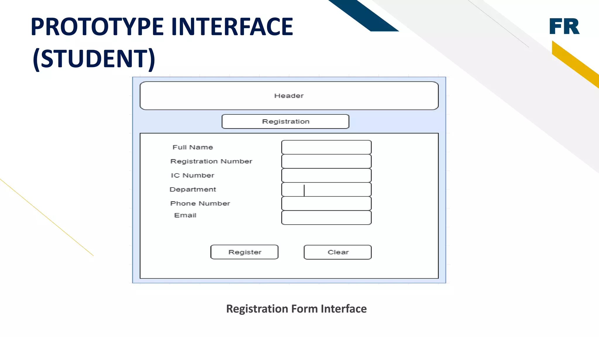 FRPROTOTYPE INTERFACE
(STUDENT)
Registration Form Interface
 