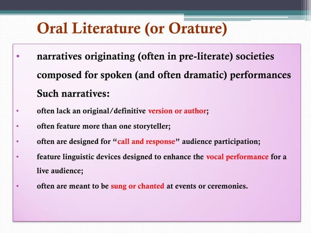 methodology in oral literature