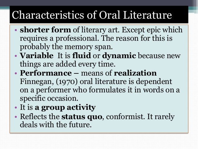 importance of research in oral literature