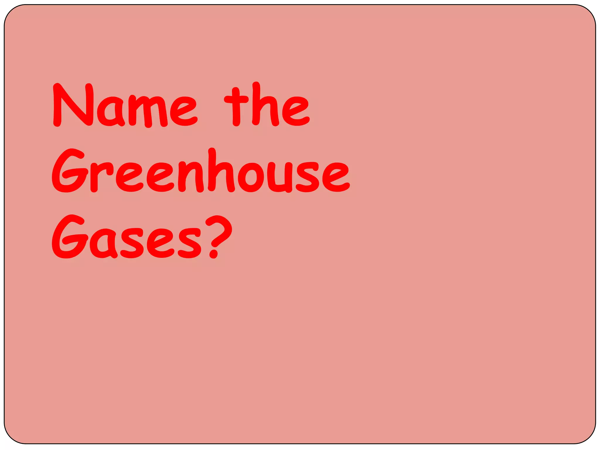 Name the
Greenhouse
Gases?