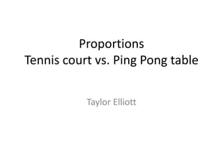 Proportions Tennis court vs. Ping Pong table  Taylor Elliott 