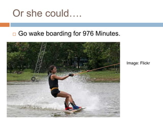 Or she could….
   Go wake boarding for 976 Minutes.



                                        Image: Flickr
 