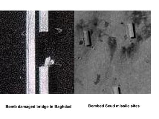 Bomb damaged bridge in Baghdad Bombed Scud missile sites 
