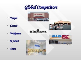 Global Competitors Target  Costco Walgreen K Mart Sears 