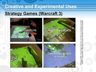 Creative and Experimental Uses Strategy Games (Warcraft 3) McBurger 2006, Touch Screen Warcraf 3, YouTube LLC, San Bruno CA USA, viewed 17 August 2008, <http://www.youtube.com/watch?v=zEax1mJhJQ0> 