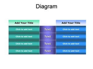 Diagram

Add Your Title                Add Your Title

Click to add text     Text    Click to add text



Click to add text     Text    Click to add text



Click to add text     Text    Click to add text



Click to add text     Text    Click to add text
 
