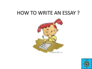 HOW TO WRITE AN ESSAY ?

 
