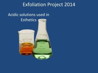 Exfoliation Project 2014
Acidic solutions used in
Esthetics
 
