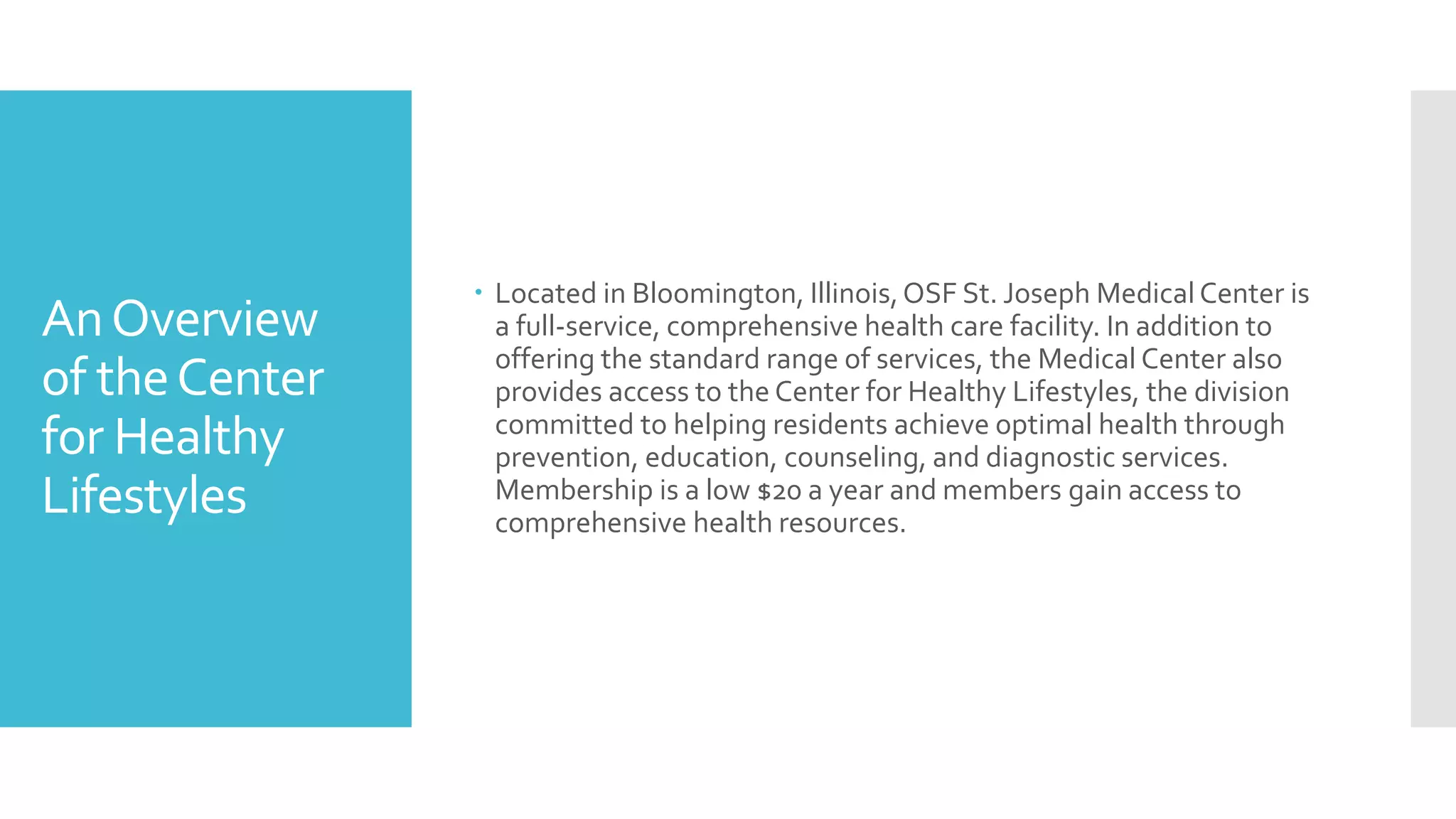 An Overview of the Center for Healthy Lifestyles, by Dr. Lamont Tyler