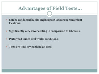 Field Tests of Cement | PPTX