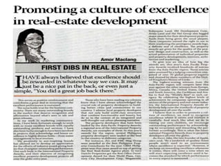 Promoting a culture of excellence in real-estate development