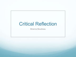 Critical Reflection
Brianna Boudreau
 