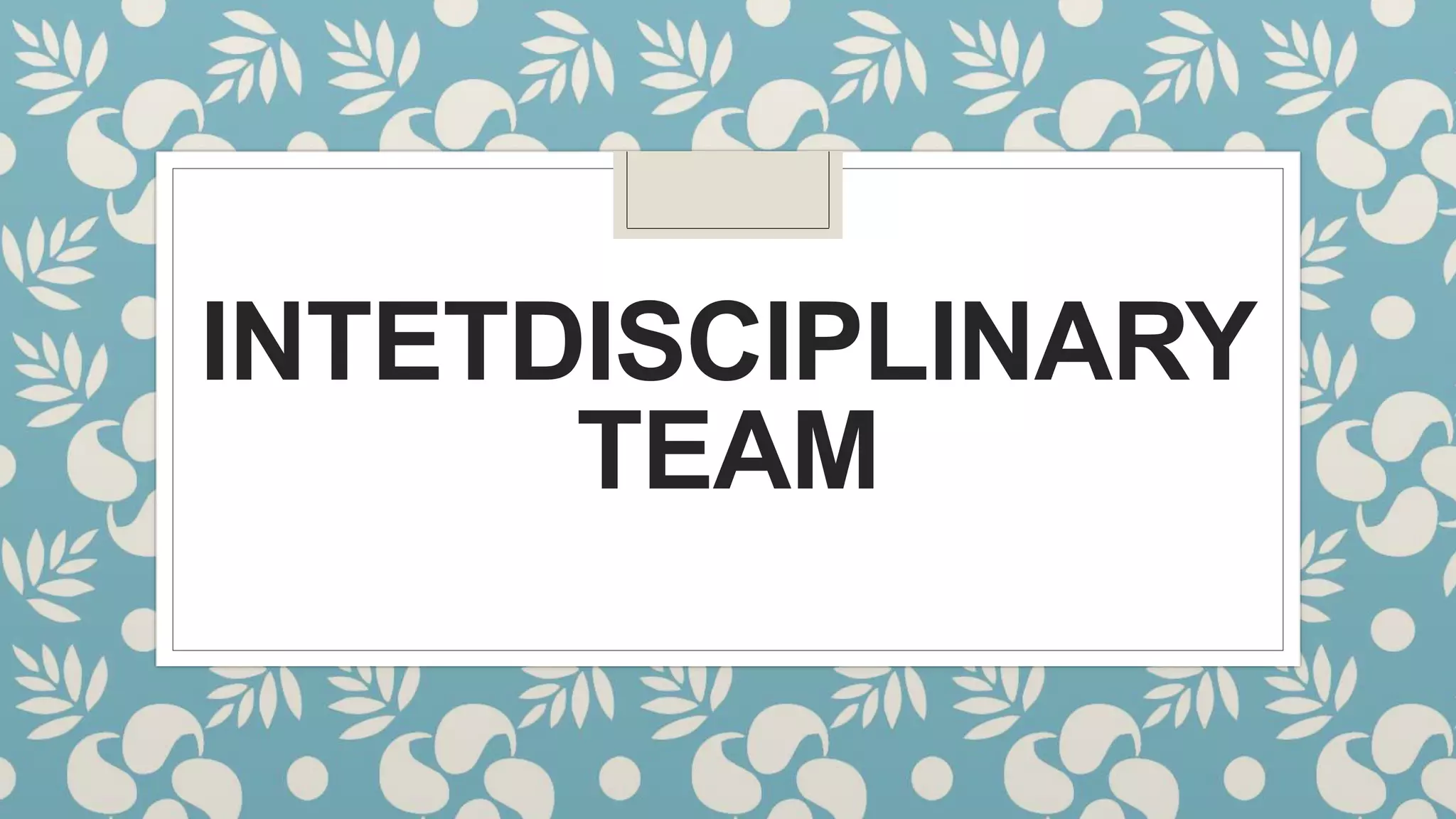 INTETDISCIPLINARY
TEAM