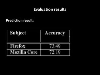 Evaluation results
Prediction result:
 