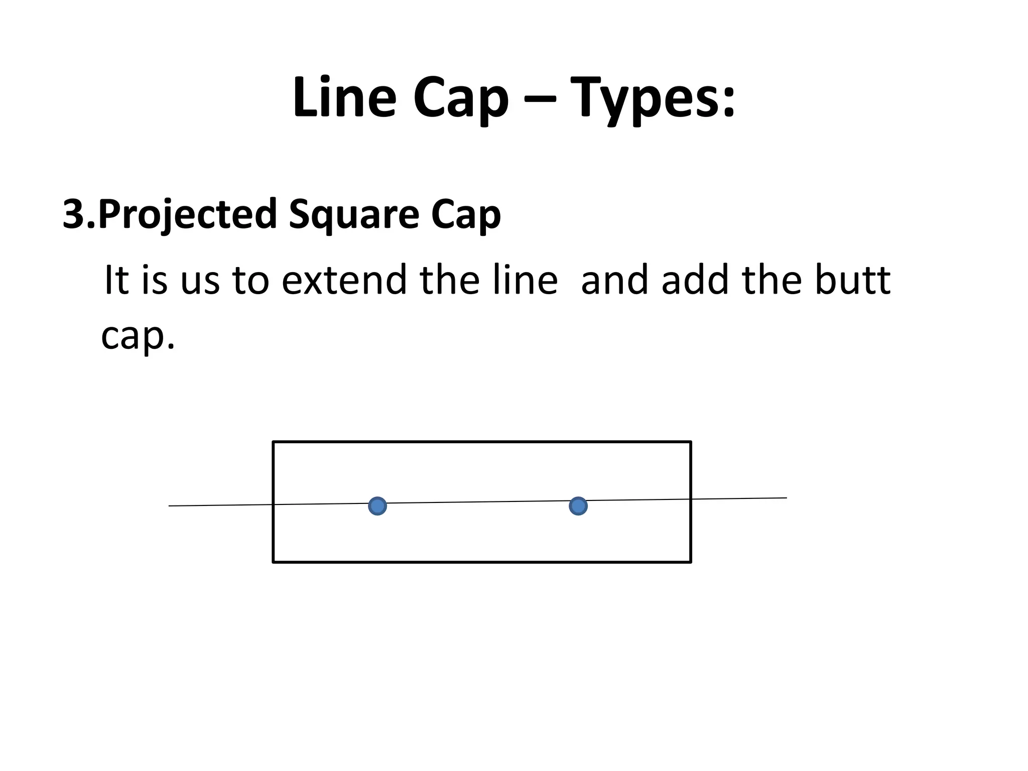 Line Cap – Types:
3.Projected Square Cap
It is us to extend the line and add the butt
cap.
 