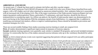 Aortic Aneurysm: Diagnosis, Management, Exercise Testing, And Training ...