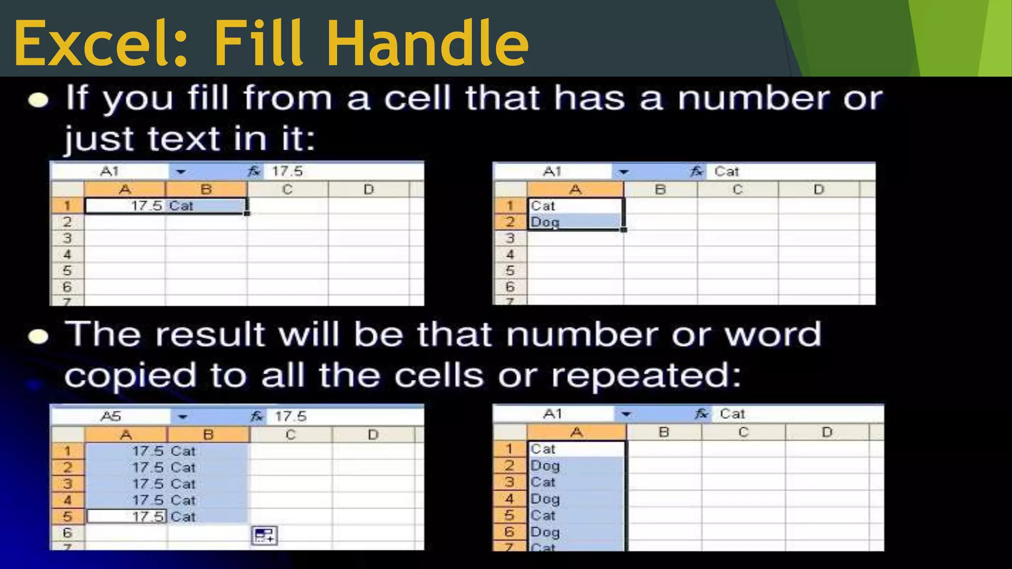 Excel: Fill Handle