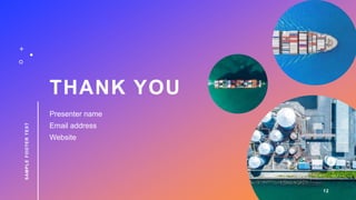 THANK YOU
SAMPLE
FOOTER
TEXT
Presenter name
Email address
Website
12
 