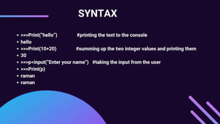 Python Basics With Mini Projects | PPTX