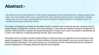 MUSIC PLAY LIST PROJECT report and power point presentation | PPTX