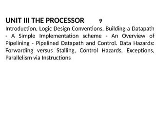 Computer Architecture and Organization- THE PROCESSOR DESIGN | PPTX