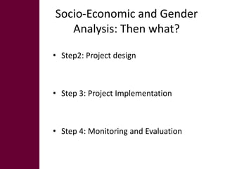 An introduction to socio-economic and gender analysis