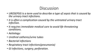 Known case of type 2 Diabetes Mellitus with hypertension with urosepsis ...