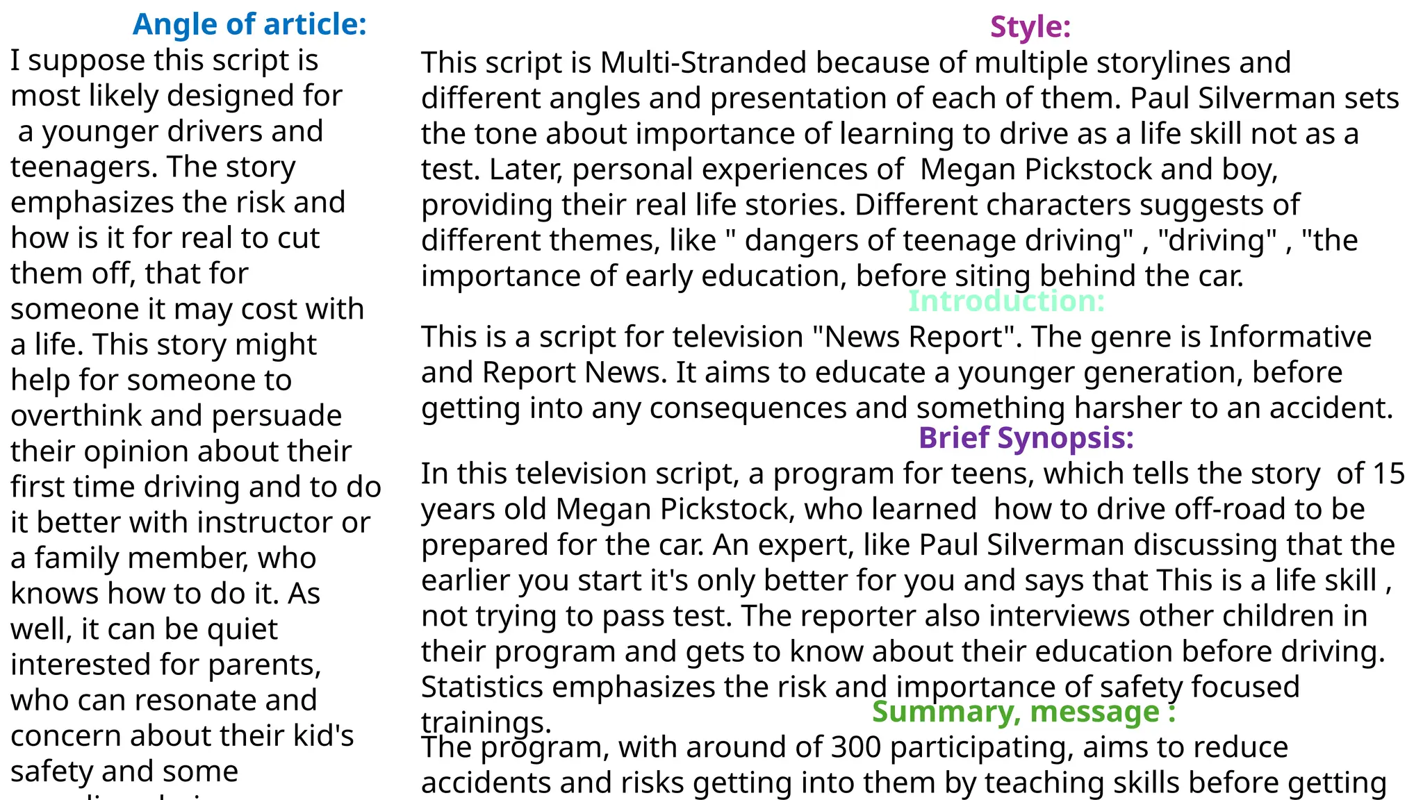 Presentation Annotated Scripts And Analysis Pptx