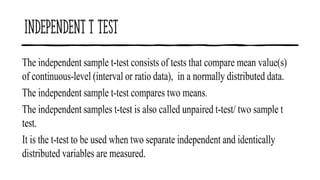 T Test Independent Math Aisl T TEST SLIDES PPT PRESENTATIONS STATATICS | PDF