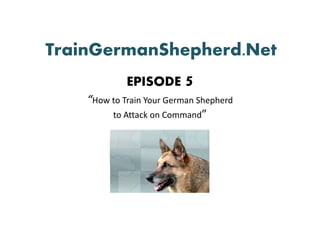 TrainGermanShepherd.Net
             EPISODE 5
    “How to Train Your German Shepherd 
         to Attack on Command”
         t Att k       C      d
 