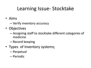Stocktake Issue